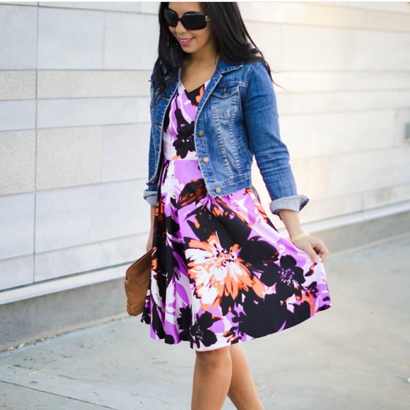 London Times Floral A Line Dress - Picture 5 of 5